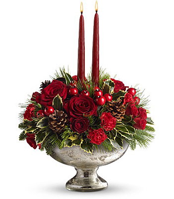 Teleflora's Mercury Glass Bowl Bouquet